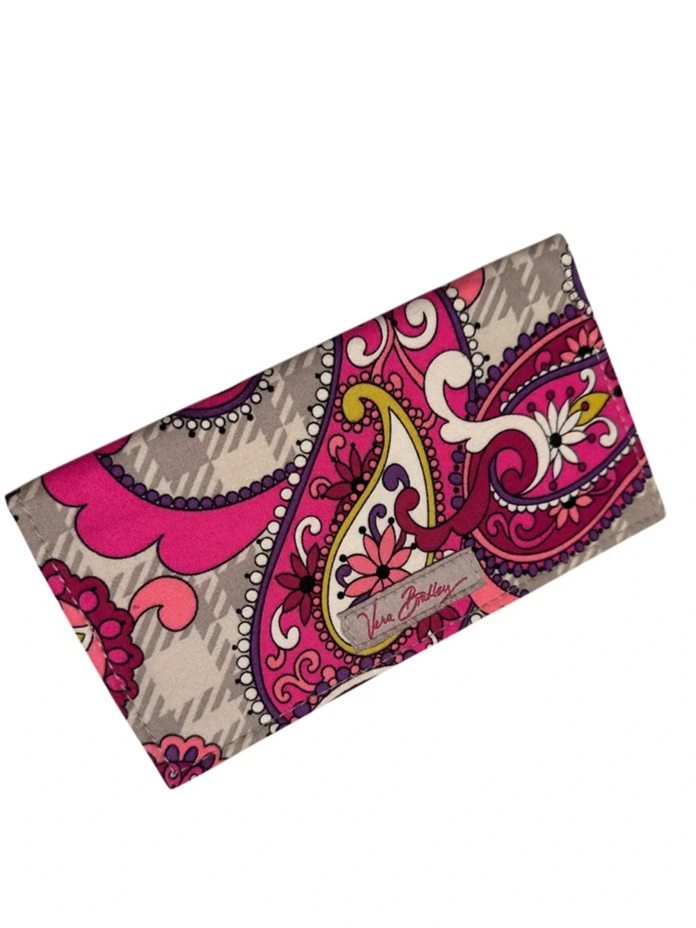 Vera Bradley "Paisley Meets Plaid" Checkbook Cover – Retired Pink & Gray Pattern - Picture 2 of 12